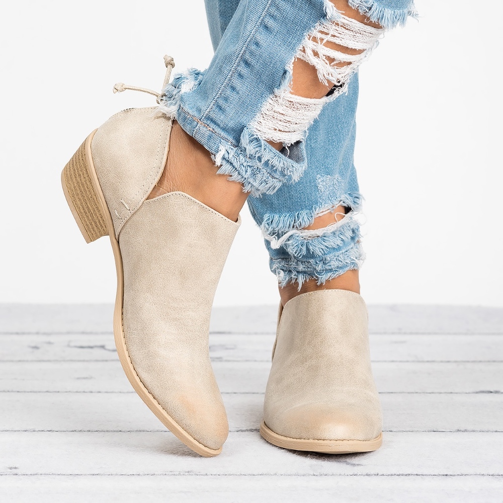 👠 Stone Distressed Ankle Booties - Sochi95 - Picture 4 of 4